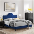 Pemberly Row Modern Performance Velvet Full Bed in Navy Upholstery