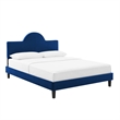 Pemberly Row Modern Performance Velvet Full Bed in Navy Upholstery