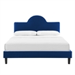 Pemberly Row Modern Performance Velvet Full Bed in Navy Upholstery
