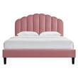Pemberly Row Performance Velvet Upholstered Queen Platform Bed in Dusty Rose