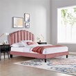 Pemberly Row Performance Velvet Upholstered Queen Platform Bed in Dusty Rose