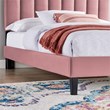 Pemberly Row Performance Velvet Upholstered Queen Platform Bed in Dusty Rose