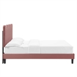 Pemberly Row Modern Performance Velvet Queen Platform Bed in Dusty Rose