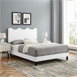 Pemberly Row Modern Performance Velvet Queen Platform Bed in White