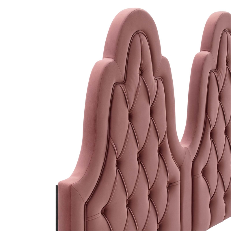 Pemberly Row Tufted Performance Velvet Twin Headboard in Dusty Rose