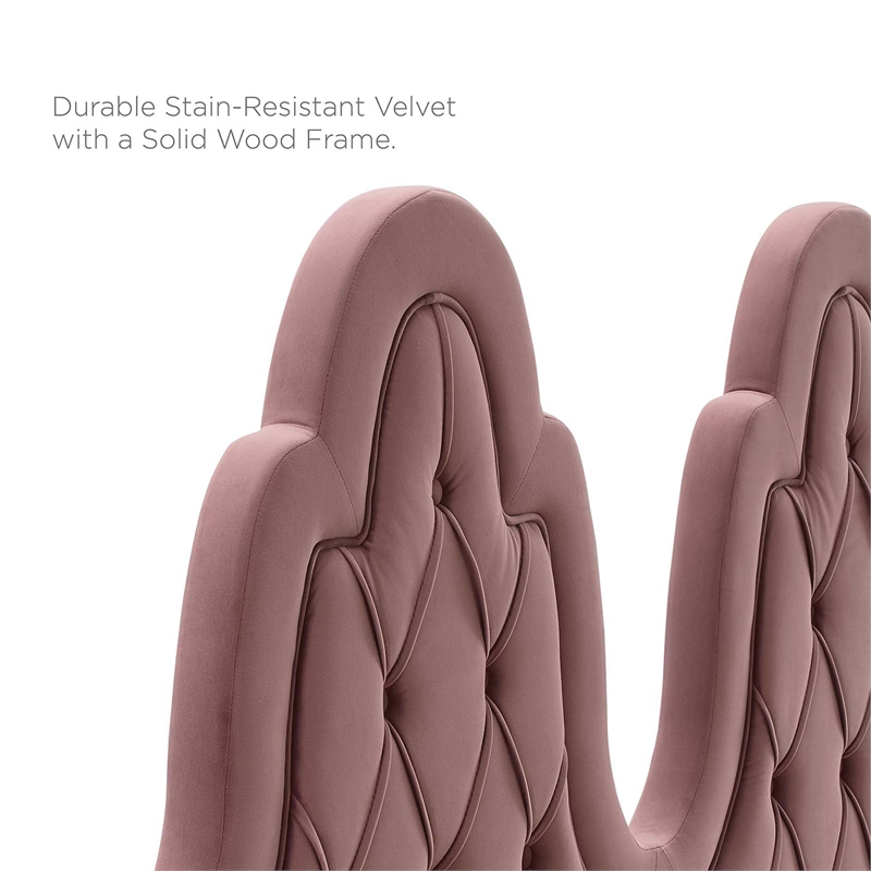 Pemberly Row Tufted Performance Velvet Twin Headboard in Dusty Rose