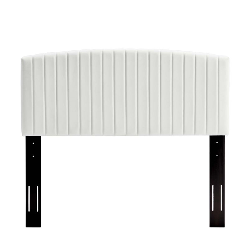 Pemberly Row Full/Queen Channel Tufted Velvet Headboard in White