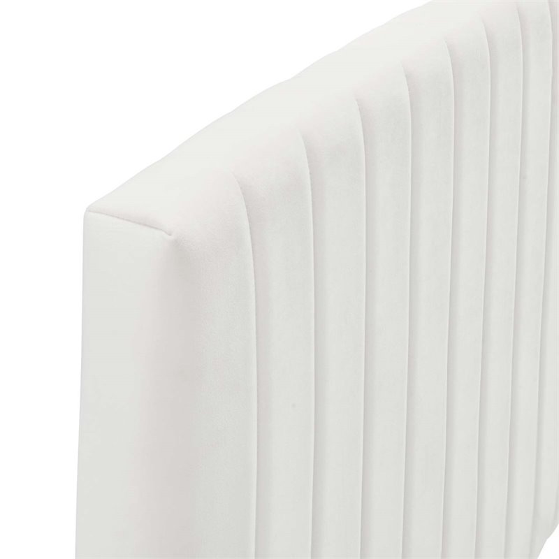 Pemberly Row Full/Queen Channel Tufted Velvet Headboard in White