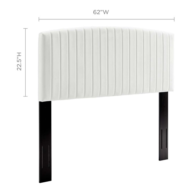 Pemberly Row Full/Queen Channel Tufted Velvet Headboard in White