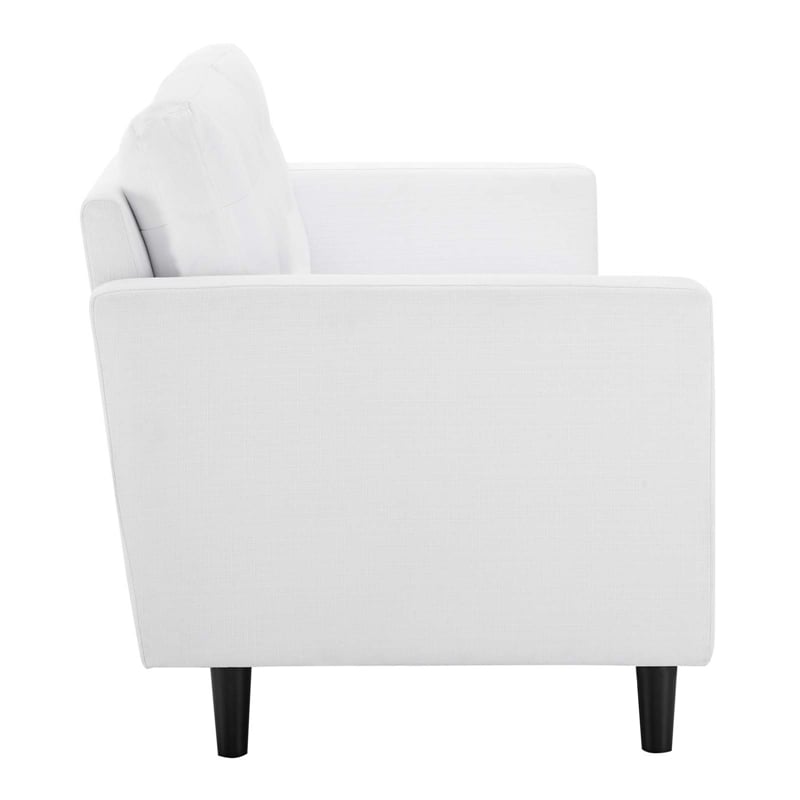 Pemberly Row Fabric Upholstered Tufted Sofa in White and Black