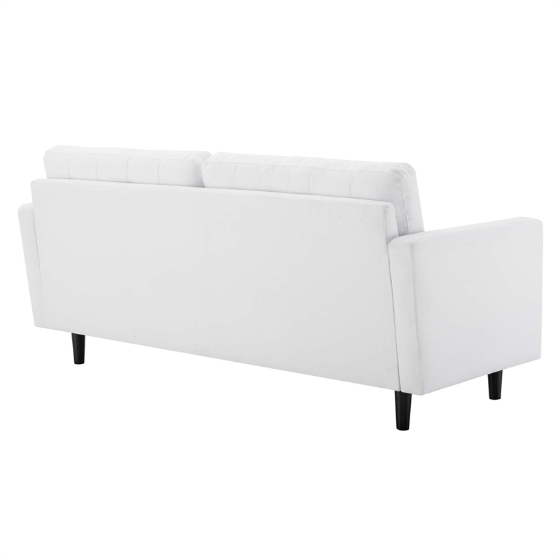 Pemberly Row Fabric Upholstered Tufted Sofa in White and Black