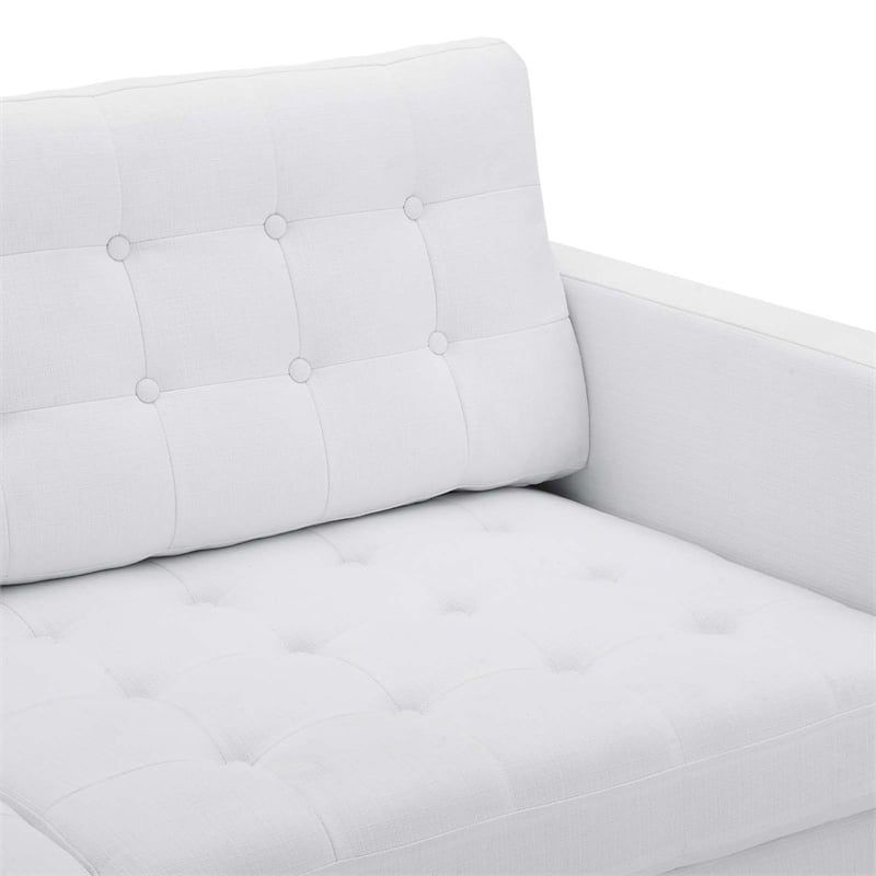 Pemberly Row Fabric Upholstered Tufted Sofa in White and Black