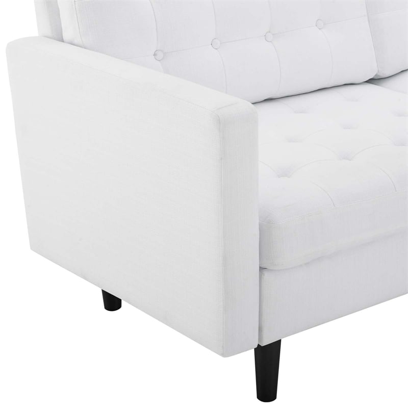 Pemberly Row Fabric Upholstered Tufted Sofa in White and Black