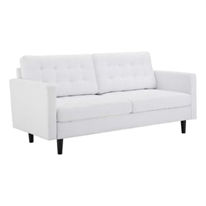 Pemberly Row Fabric Upholstered Tufted Sofa in White and Black