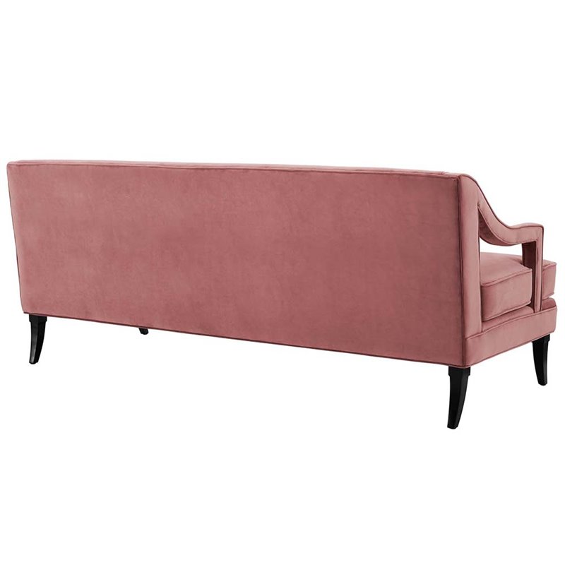 Pemberly Row Tufted Performance Velvet Sofa in Dusty Rose