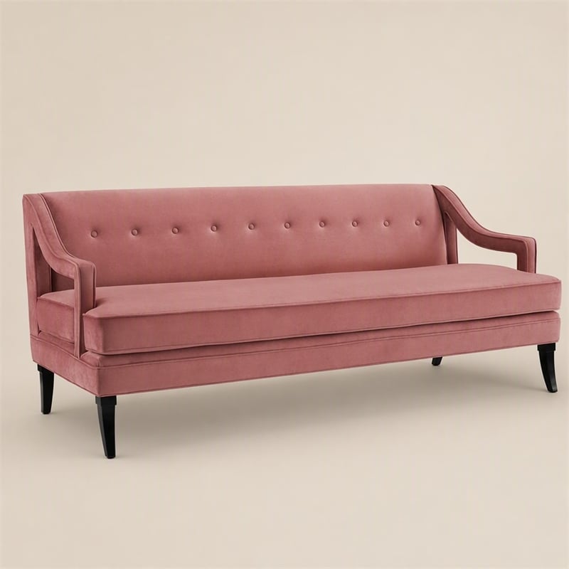 Pemberly Row Tufted Performance Velvet Sofa in Dusty Rose