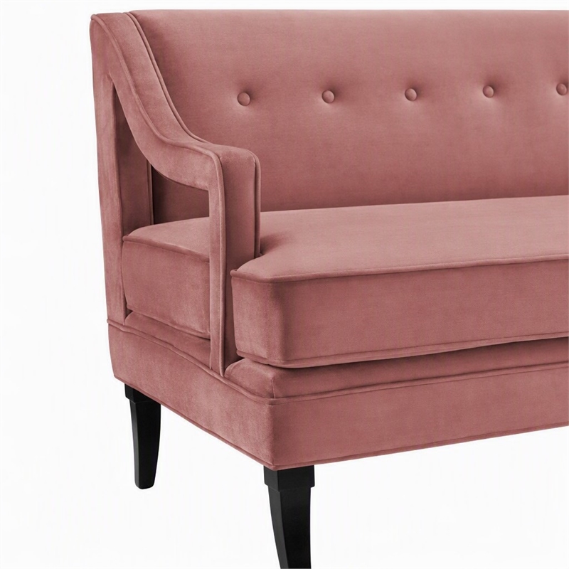 Pemberly Row Tufted Performance Velvet Sofa in Dusty Rose