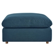 Pemberly Row Modern Fabric Ottoman in Azure with Linen Texture