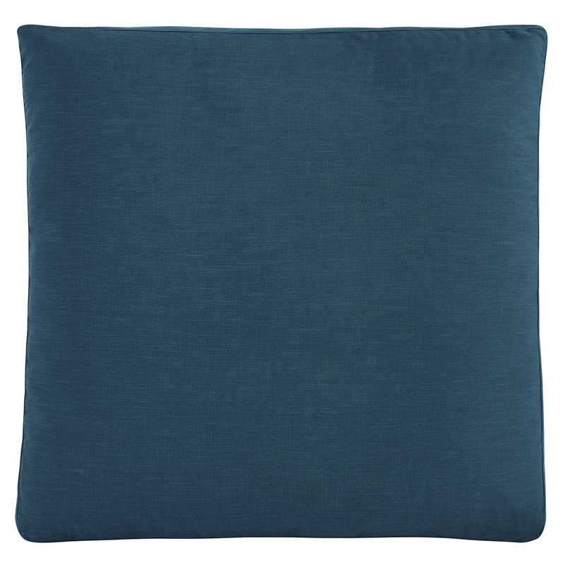 Pemberly Row Modern Fabric Ottoman in Azure with Linen Texture