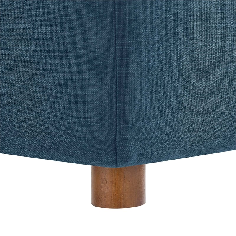 Pemberly Row Modern Fabric Ottoman in Azure with Linen Texture