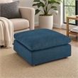 Pemberly Row Modern Fabric Ottoman in Azure with Linen Texture