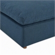Pemberly Row Modern Fabric Ottoman in Azure with Linen Texture