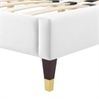 Pemberly Row Velvet Channel Tufted Full Platform Bed in White