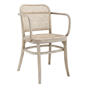 Pemberly Row Rattan Dining Chair with Elm Wood Frame in Gray/Natural