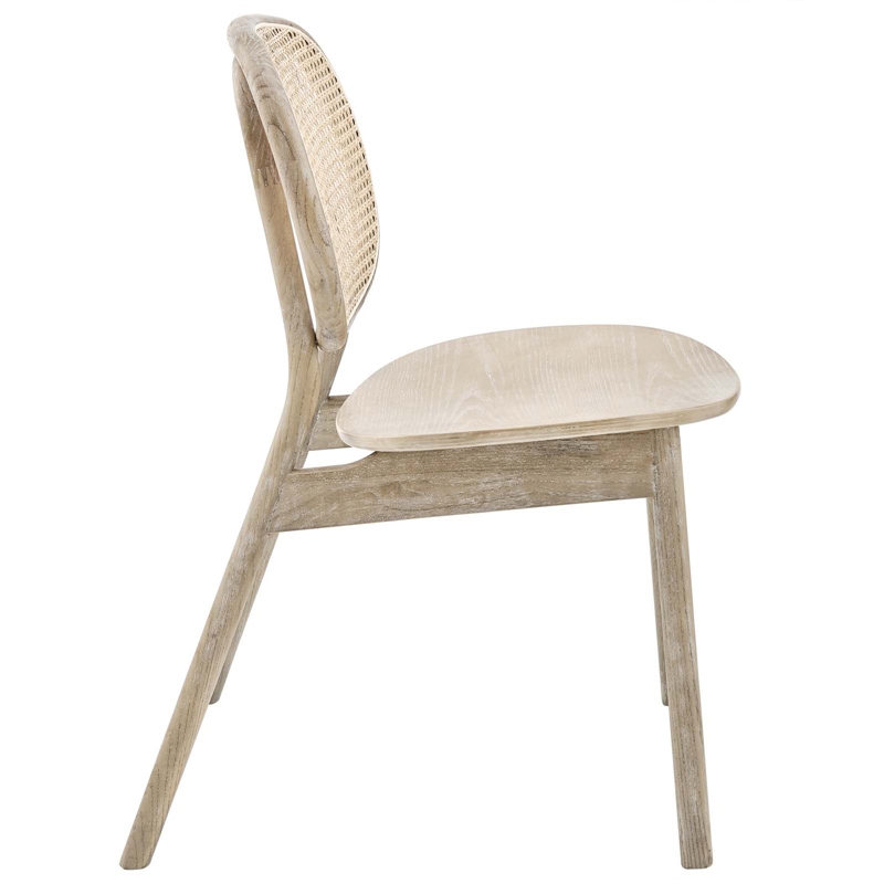 Pemberly Row Modern Rattan Side Chair with Elm Wood Frame in Gray