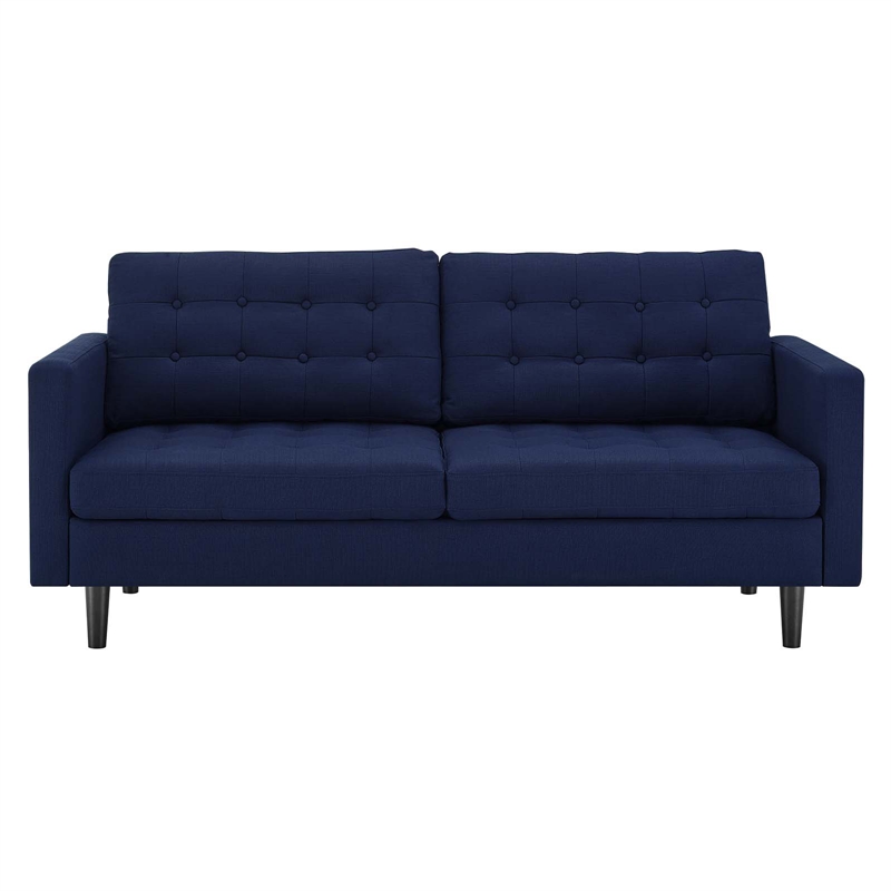 Pemberly Row Tufted Fabric Upholstered Sofa in Royal Blue and Black