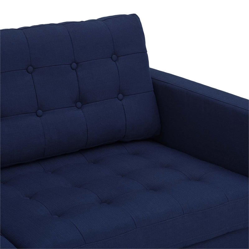 Pemberly Row Tufted Fabric Upholstered Sofa in Royal Blue and Black