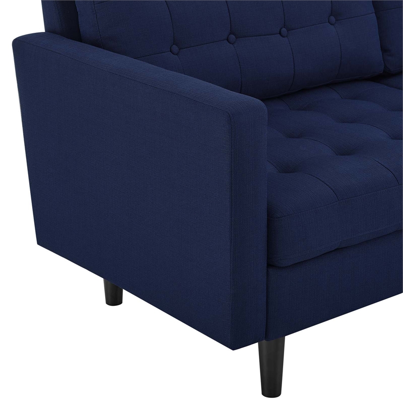 Pemberly Row Tufted Fabric Upholstered Sofa in Royal Blue and Black