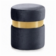 Pemberly Row Contemporary Gray Velvet Ottoman/Stool with Gold Steel Band