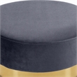 Pemberly Row Contemporary Gray Velvet Ottoman/Stool with Gold Steel Band