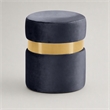 Pemberly Row Contemporary Gray Velvet Ottoman/Stool with Gold Steel Band