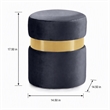 Pemberly Row Contemporary Gray Velvet Ottoman/Stool with Gold Steel Band