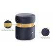 Pemberly Row Contemporary Gray Velvet Ottoman/Stool with Gold Steel Band