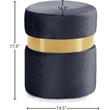 Pemberly Row Contemporary Gray Velvet Ottoman/Stool with Gold Steel Band