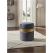 Pemberly Row Contemporary Gray Velvet Ottoman/Stool with Gold Steel Band