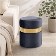 Pemberly Row Contemporary Gray Velvet Ottoman/Stool with Gold Steel Band