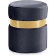 Pemberly Row Contemporary Gray Velvet Ottoman/Stool with Gold Steel Band