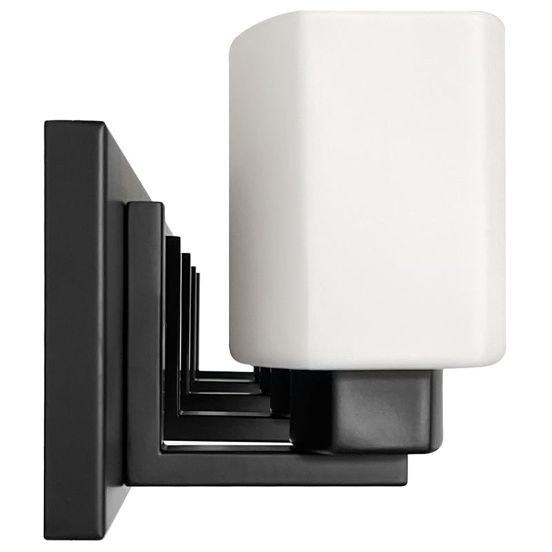 Pemberly Row Matte Black 5 Light Vanity Light with Frosted Glass Shades