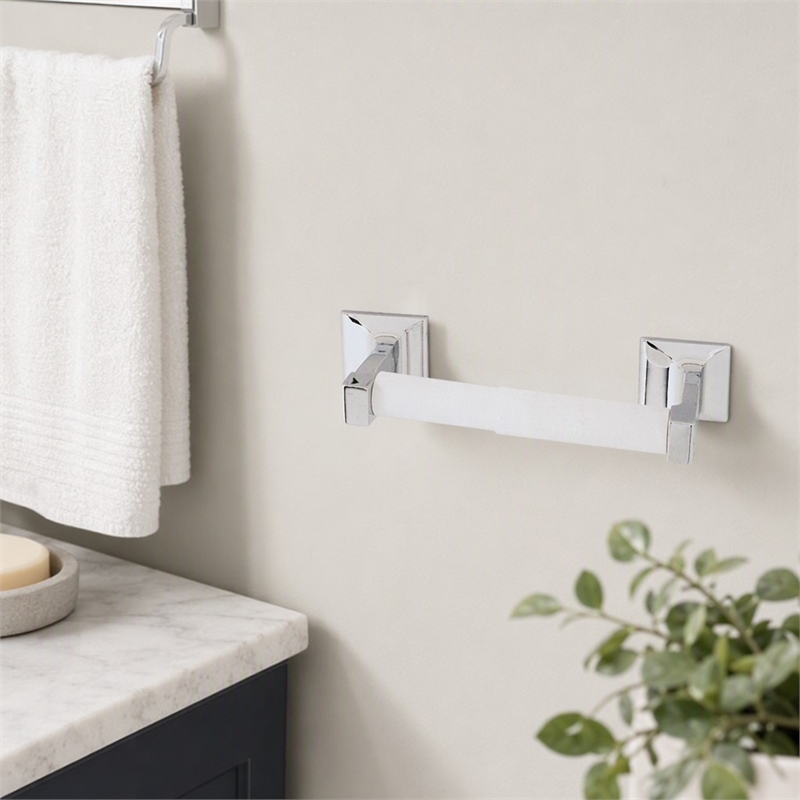 Pemberly Row Millbridge Metal Toilet Paper Holder in Polished Chrome