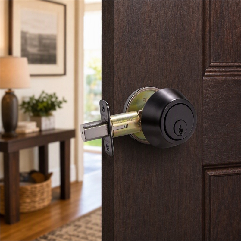 Pemberly Row Single Cylinder Brass Deadbolt in Matte Black Finish