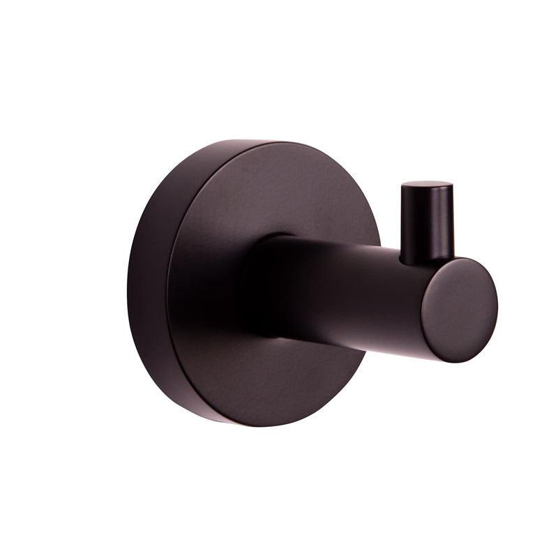 Pemberly Row Kelton Modern Brass Robe Hook in Matte Black Finish