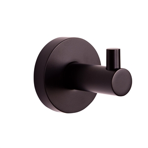 Pemberly Row Kelton Modern Brass Robe Hook in Matte Black Finish