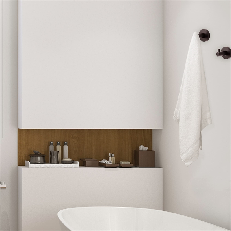 Pemberly Row Kelton Modern Brass Robe Hook in Matte Black Finish