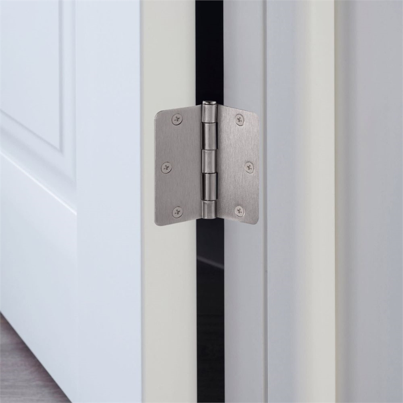 Pemberly Row Steel Door Hinges for Interior 3.5 x 3.5 in Satin Nickel Pack of 9