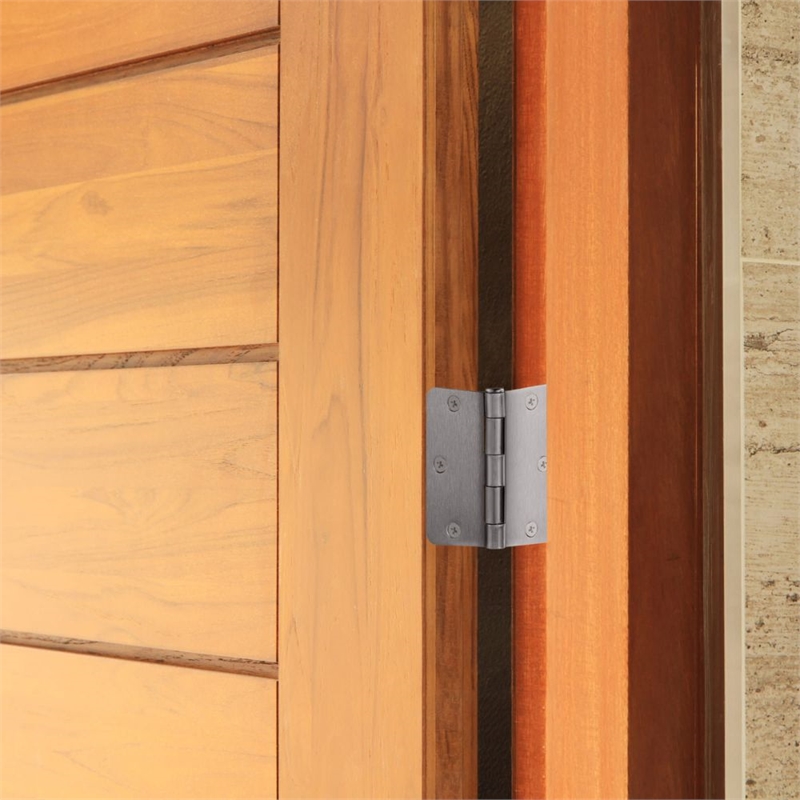 Pemberly Row Steel Door Hinges for Interior 3.5 x 3.5 in Satin Nickel Pack of 9