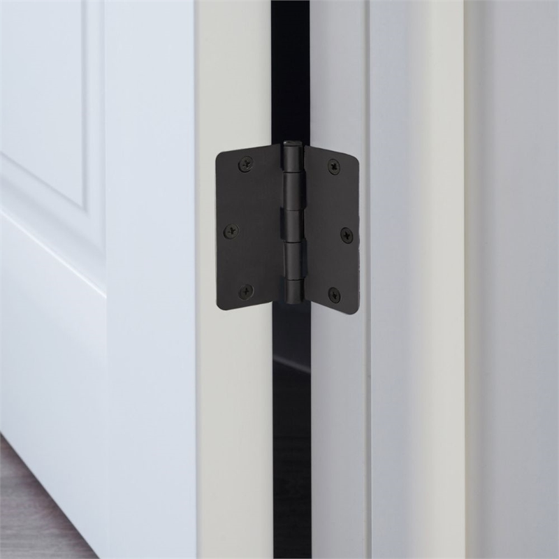 Pemberly Row Steel Door Hinges for Interior 3.5 x 3.5 in Matte Black Pack of 9
